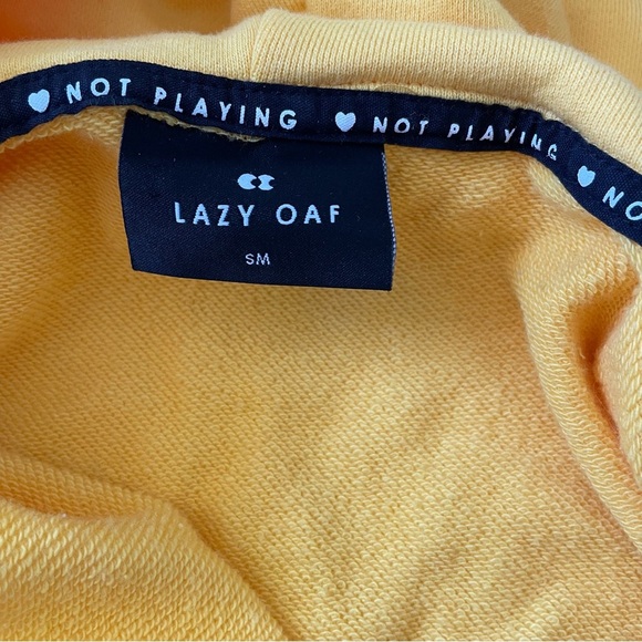 Lazy Oaf Yellow Cropped Hoodie Size SM - Picture 5 of 9